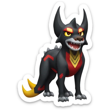 Black Cool Edgy Nargacuga-Houndoom-Garchomp Fakémon  with White and Red and yellow and black Edgy markings sticker