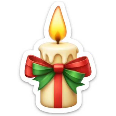 Christmas candle with red bow sticker