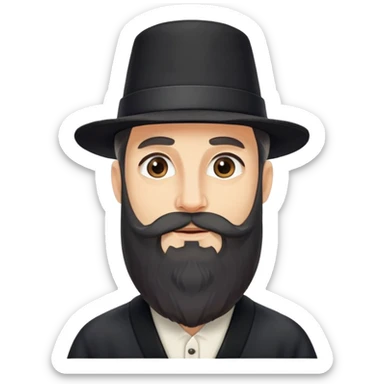 Jewish man with beard, payot, black hat, traditional clothing sticker