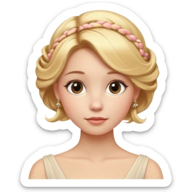 Cinematic Realistic pilates Girl Portrait, depicted with lifelike skin texture, subtle rosy undertones, and soft natural lighting that enhances the gentle contours of her face. Her intricately detailed golden blonde hair is elegantly styled in an updo, sticker