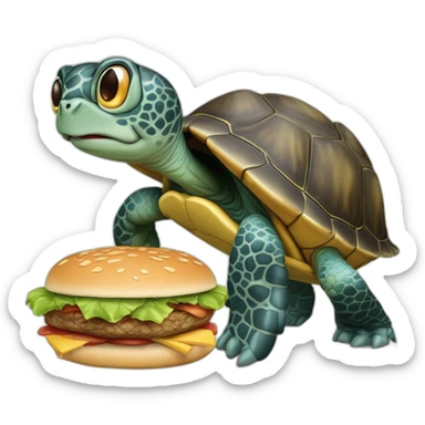 Une tortue j’ai honte en train de se battre avec un chat tout petit comme une fourmi qui détruisent une ville qui mange trois burgers à la fois et qui font des câlins à Mickey sticker