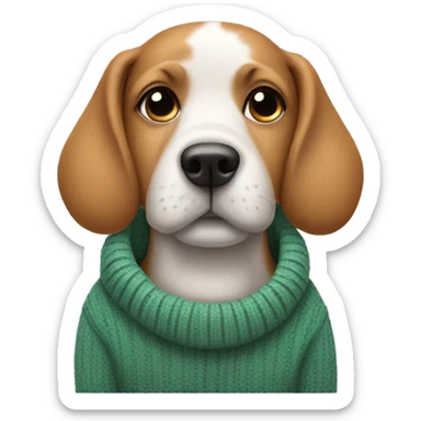 Dog wearing a sweater with AirPods Max on  sticker