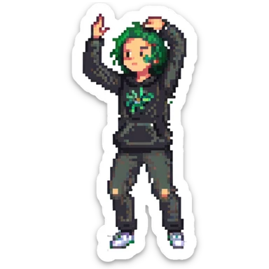 persona haciendo dab sticker