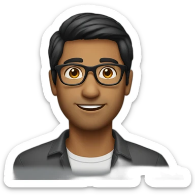 Indian guy black hair fair skin wearing glasses sticker