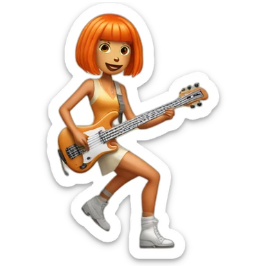 Leeloo of the fifth element playing basse guitar sticker