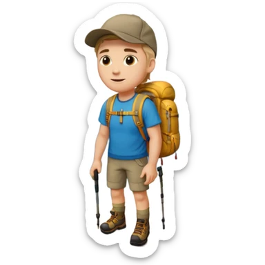 man on a mountain, looking at the view, apple style emoji sticker