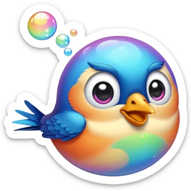 bird blowing bubbles sticker