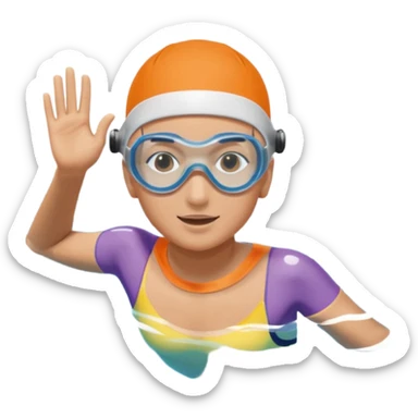 person swimming laps in pool zoomed out showing lap swiming back stroke, no more zoomed out full body but par under water sticker