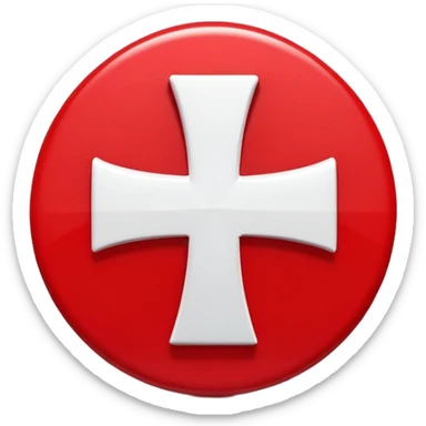 Red circular cross icon, white X symbol in center, glossy 3D button style, smooth surface, soft shadow, minimal design, centered composition, high resolution sticker