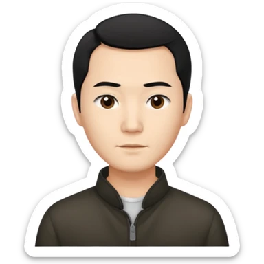 Create an emoji-style image of an Asian man with a middle-part hairstyle and a receding hairline. sticker