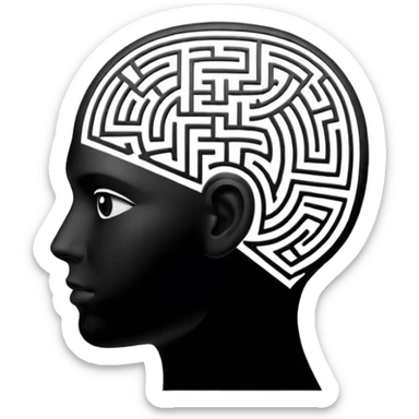 silhouette of a head with a maze inside sticker