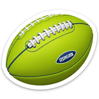 American football with lime green leather and navy-blue stitching sticker