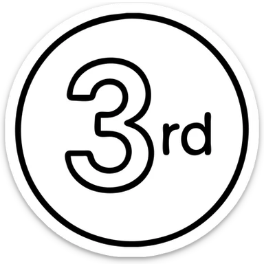 first ,a 3 in a circle with 'rd' in the circle sticker