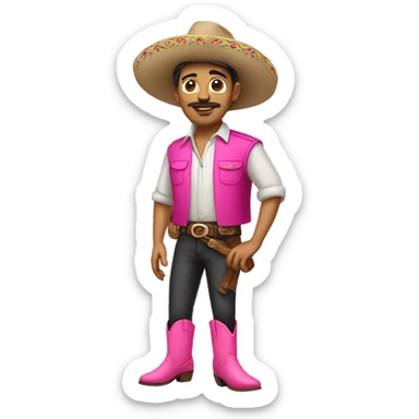 Mexican man w pink boots sticker
