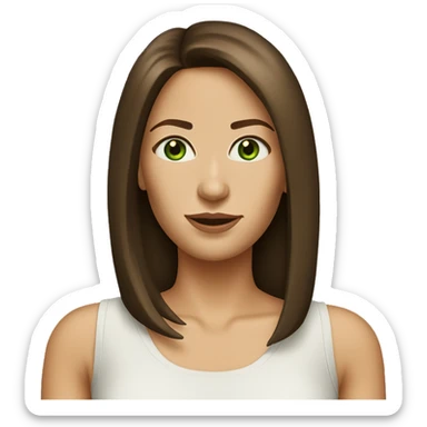 pretty 40 year old woman with grass green eyes and shoulder length straight brown hair sticker