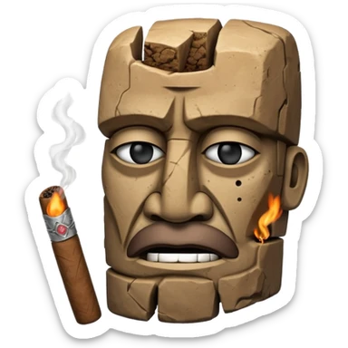 Blocky Easter island head smoking cigar sticker