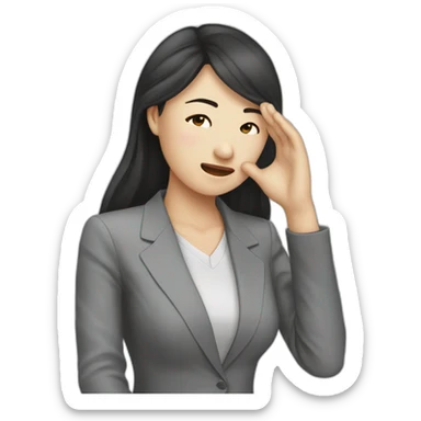 female asian CEO of an IT company facepalm sticker
