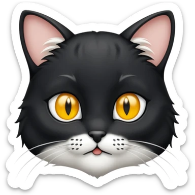 Chat noir et blanc tapant une souris grise sticker