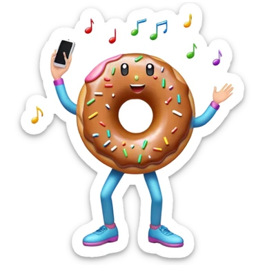 Donut dances while listening to music sticker