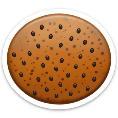 realistic seed, detailed macro close-up, textured surface with natural patterns, shades of brown and little beige with a very few small equal sized distinctive black speckles, oval-shaped, glossy, studio lighting, sharp focus, high-resolution photography, isolated on neutral background sticker