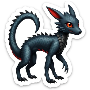 Sophisticated Modern Gothic Gloomy Futuristic Scaly Cyber-Salandit-Umbreon-Litten-Hybrid (Full body) sticker