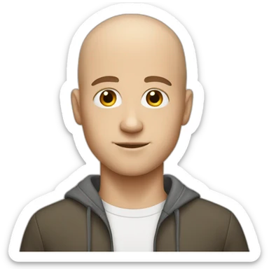 a white male student with ALMOST bald short brown hair  sticker