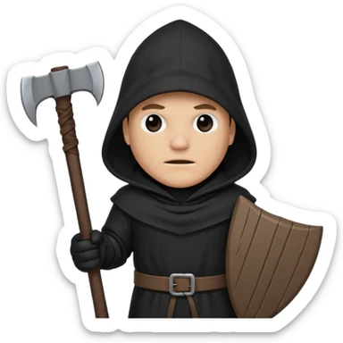 an executioner with a black hood/ sheet on his face so we can't see his face and a big axe in his hand sticker