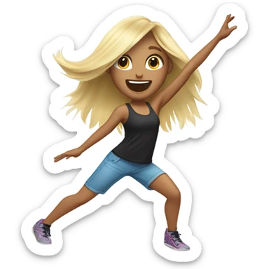 Blond Girl with long straight hair dancing Zumba sticker