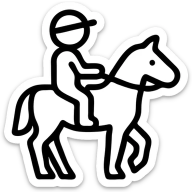minimalist outlined icon of a kid on horseback, no fill, modern icon look sticker
