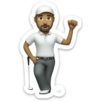 Male golfer wearing Capri pants with a goatee  sticker