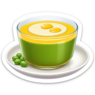 Beijing Wandou Huang pea pudding with yellow color, simplified emoji style with bold outlines and bright colors, cartoon style traditional sweet bean dessert sticker