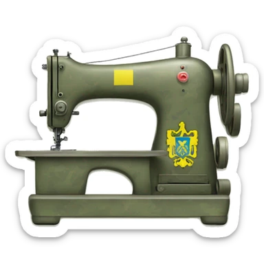 sewing machine in multicam colors with a coat of arms of ukraine sticker