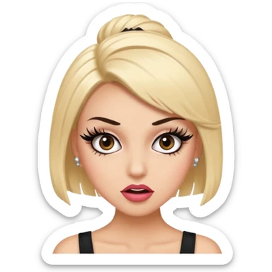 Girl with fake eyelashes and fake nails with feisty pose and sassy expression sticker