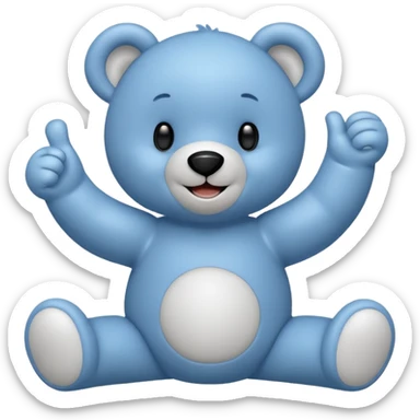 Un petit nounours peluche bleu qui souris et qui tend un bras avec un pouce en l'air  sticker