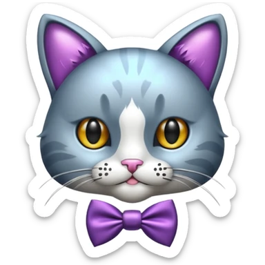 animatronic cat with bow tie sticker