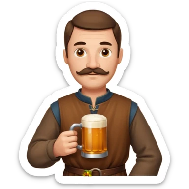Medieval Man with a moustach in a tavern sticker