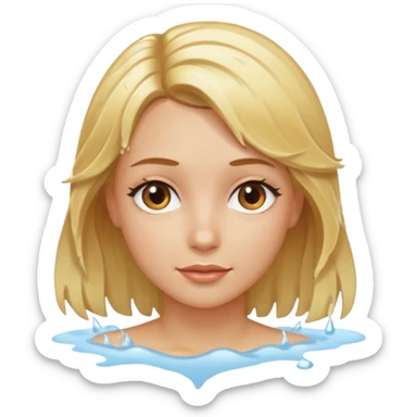 Chica saliendo de la ducha pelo rubi y ojos café, color de piel claro sticker