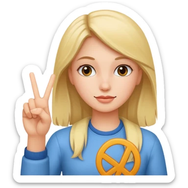 A girl with a pic sign  sticker