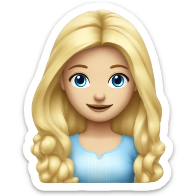 Blondes Mädchen mit langen Haaren und blauen Augen schläft sticker