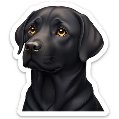 Cinematic Adult Labrador Emoji, Majestic and dignified, Refined and strong design, rim lighting effect, rich black and deep gray tones, Simplified yet noble features, highly detailed, glowing with a soft, confident glow, high shine, loyal and regal, stylized with an air of elegance, poised and noble, blending realism with strength, soft glowing outline, clean and immaculate design, composed and confident pose, capturing the essence of an adult Labrador’s maturity and grace in an easily recognizable and captivating form, so dignified it feels as though it could stand tall and proud right off the screen! sticker