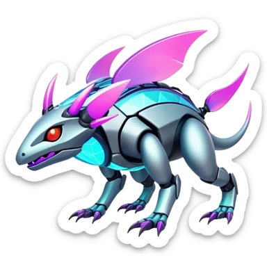  exotic tropical iridescent cyber-Protogen-Fakémon-Pokémon-Vernid-creature sticker