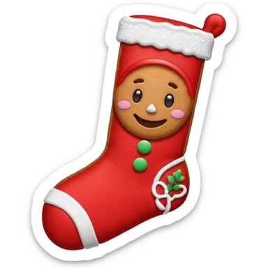 gingerbread cookie in red chrismas sock shape sticker