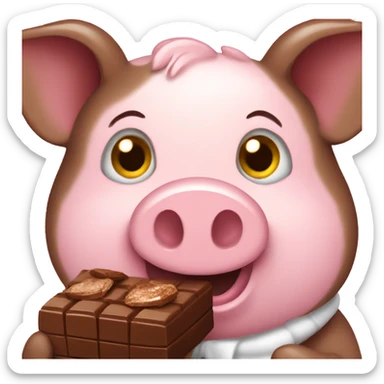 Piggy holding chocolate  sticker