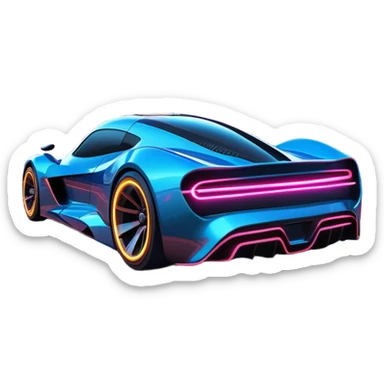 An icon showing a sleek car speeding through a neon-lit cityscape, inspired by Need for Speed. The design features dynamic motion lines, glowing tires, and a vibrant city backdrop with skyscrapers and lights. The rush of high-speed racing is highlighted. Transparent background. sticker