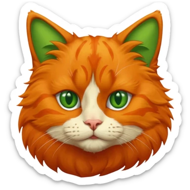 try orange cat missing his right eye and has a green left eye, with an orange patch of fur near his nose sticker