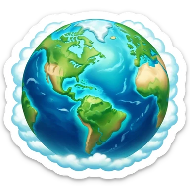 Cinematic Realistic Earth, depicted with vibrant blue oceans, clouds, and lush green continents rendered in exquisite detail, high shine, and a soft radiant glow that captures the dynamic, life-sustaining beauty of our home planet. sticker