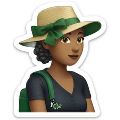 Lacoste bag girl with black lacoste hat sticker