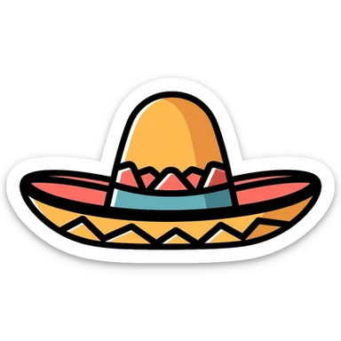 Mexican sombrero hat with decorative patterns sticker