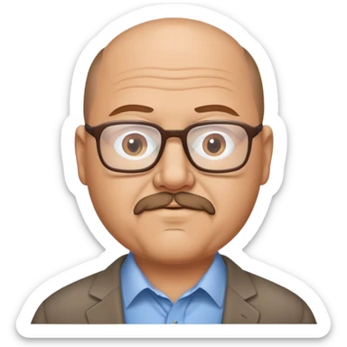 55 year old chubby brown haired balding man business casual with glasses and goatee sticker