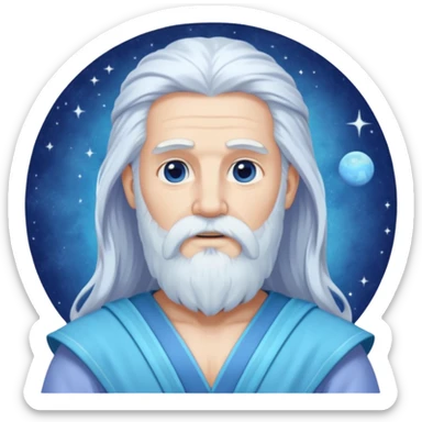 Uranus, God of Sky from Gods and Goddesses with long white hair and beard, pale periwinkle outfit sticker